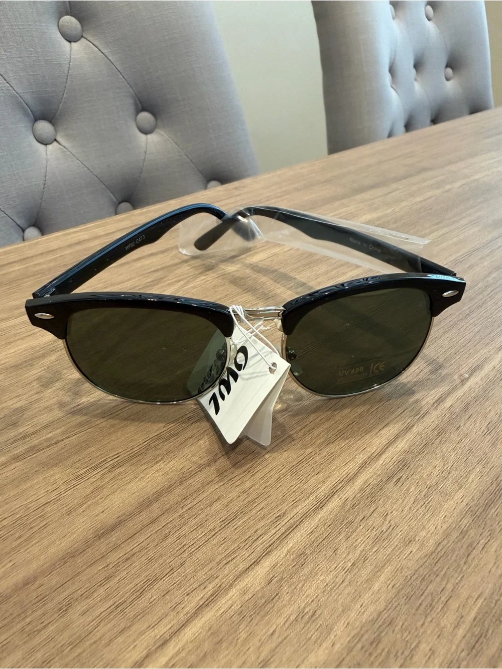 OWL Black & Gold Half-Frame Sunglasses